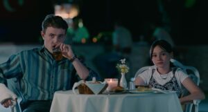 aftersun cinematography by gregory oke exterior day medium close up three shot soft light sunlight shot 045