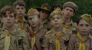 moonrise kingdom cinematography by robert d yeoman day medium close up three shot shot 070