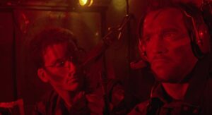 predator cinematography by donald mcalpine interior night close up two shot artificial light shot 017