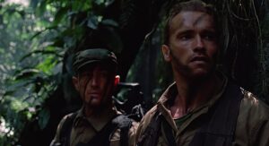 predator cinematography by donald mcalpine night extreme close up silhouette artificial light shot 050