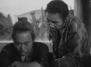 rashomon cinematography by kazuo miyagawa day extreme close up two shot side lighting shot 050