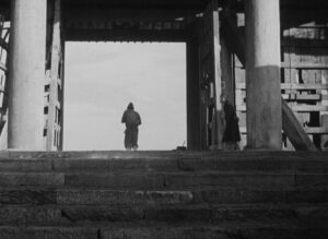 rashomon cinematography by kazuo miyagawa day wide shot two shot side lighting daylight shot 018