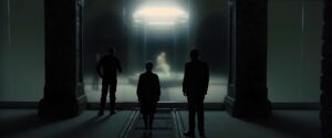 skyfall cinematography by roger deakins interior night medium wide shot three shot silhouette artificial light shot 030