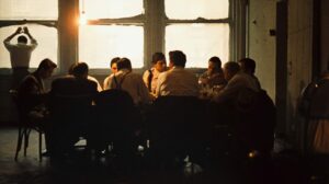 the godfather cinematography by gordon willis day medium wide shot three shot shot 047