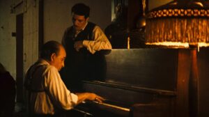 the godfather cinematography by gordon willis night medium close up two shot artificial light shot 069