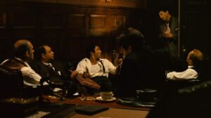 the godfather cinematography by gordon willis night medium shot two shot artificial light shot 049