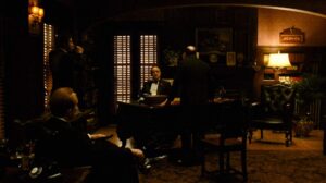 the godfather cinematography by gordon willis night wide shot establishing shot silhouette artificial light shot 002