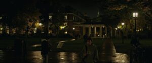 the social network cinematography by jeff cronenweth exterior night medium wide shot two shot artificial light shot 038