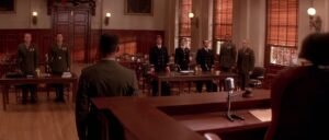 a few good men cinematography by robert richardson interior medium shot three shot backlight fluorescent shot 048