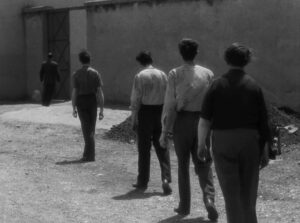 a man escaped cinematography by l once henri burel exterior day medium close up three shot backlight daylight shot 065