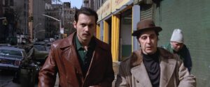 donnie brasco cinematography by peter sova exterior day close up two shot side lighting shot 062