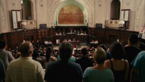 elite squad 2 the enemy within cinematography by lula carvalho interior day medium shot three shot backlight shot 054