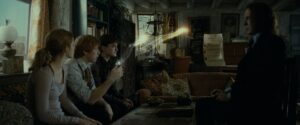 harry potter and the deathly hallows cinematography by eduardo serra interior night medium close up three shot silhouette artificial light shot 039