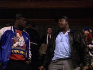 hoop dreams cinematography by peter gilbert night medium close up two shot silhouette artificial light shot 023