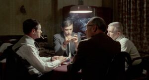 le samoura cinematography by henri deca night medium close up over the shoulder silhouette artificial light shot 042