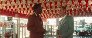 ocean s eleven cinematography by steven soderbergh day medium close up two shot backlight daylight shot 042