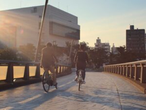 perfect days cinematography by franz lustig day medium wide shot two shot backlight sunny shot 029