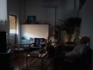 perfect days cinematography by franz lustig interior medium close up over the shoulder backlight artificial light shot 045