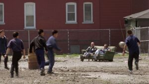 primal fear cinematography by gregory hoblit exterior day medium wide shot three shot hard light daylight shot 066