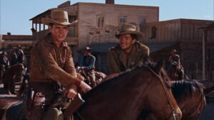 rio bravo cinematography by russell harlan day medium close up over the shoulder hard light shot 010
