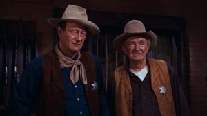 rio bravo cinematography by russell harlan night close up two shot artificial light shot 009