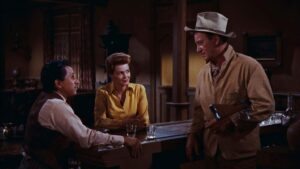 rio bravo cinematography by russell harlan night medium close up two shot artificial light shot 019