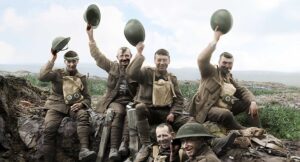 they shall not grow old cinematography by peter jackson day medium shot three shot backlight sunny shot 001