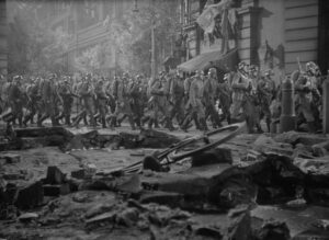 to be or not to be cinematography by rudolph mat exterior day wide shot two shot shot 036