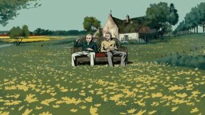 waltz with bashir cinematography by ari folman exterior day wide shot two shot backlight daylight shot 021