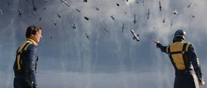 x men first class cinematography by john mathieson day medium shot two shot backlight daylight shot 017