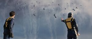 x men first class cinematography by john mathieson day medium shot two shot backlight daylight shot 026