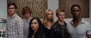 x men first class cinematography by john mathieson interior day medium close up three shot hard light shot 022